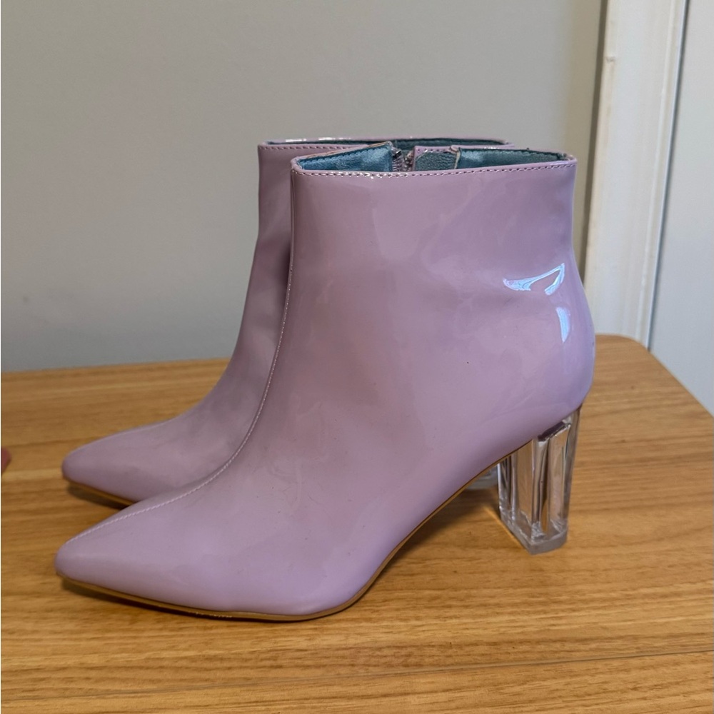 Lavender Ankle Boots with Clear Heel